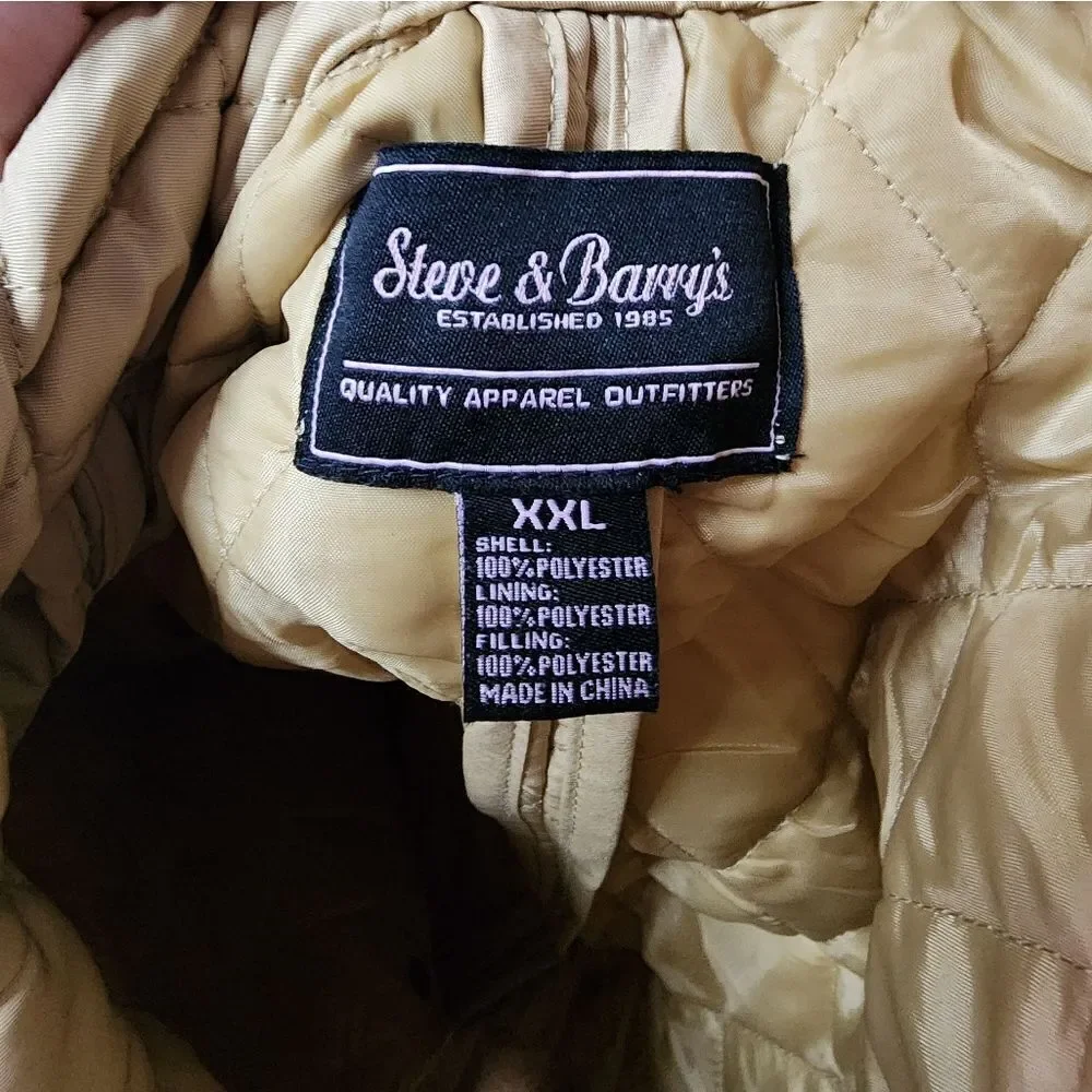Steve & Barry’s Womens Tan Quilted Snap-Up Coat Jacket w/ Pockets XXL